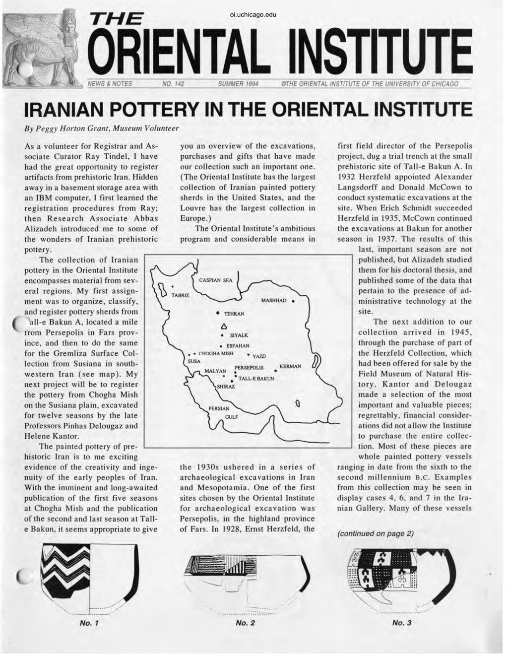 IRANIAN POTTERY in the ORIENTAL INSTITUTE by Peggy Horton Grant, Museum Volunteer