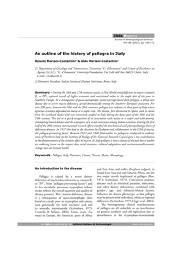 An Outline of the History of Pellagra in Italy