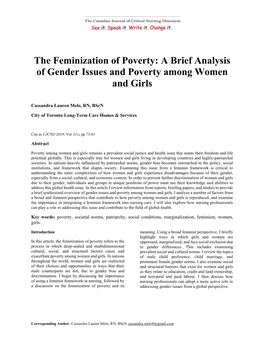 A Brief Analysis of Gender Issues and Poverty Among Women and Girls