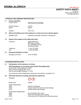 SIGMA-ALDRICH Sigma-Aldrich.Com SAFETY DATA SHEET Version 6.1 Revision Date 05/28/2017 Print Date 05/21/2019