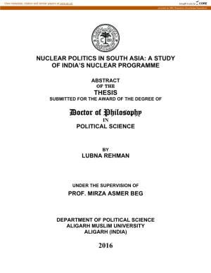 Doctor of Philosophy in POLITICAL SCIENCE