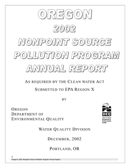 Oregon 2002 Nonpoint Source Pollution Program Annual Report