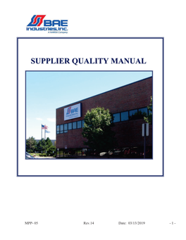 Bae Quality Guidelines for Suppliers