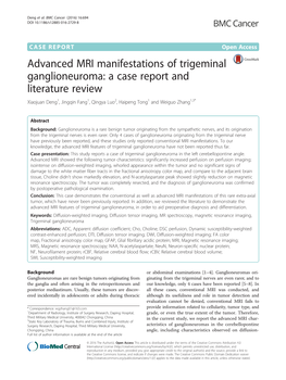 Advanced MRI Manifestations of Trigeminal Ganglioneuroma