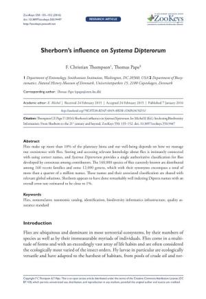 Sherborn's Influence on Systema Dipterorum