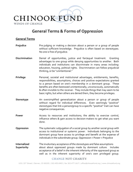 General Terms & Forms of Oppression