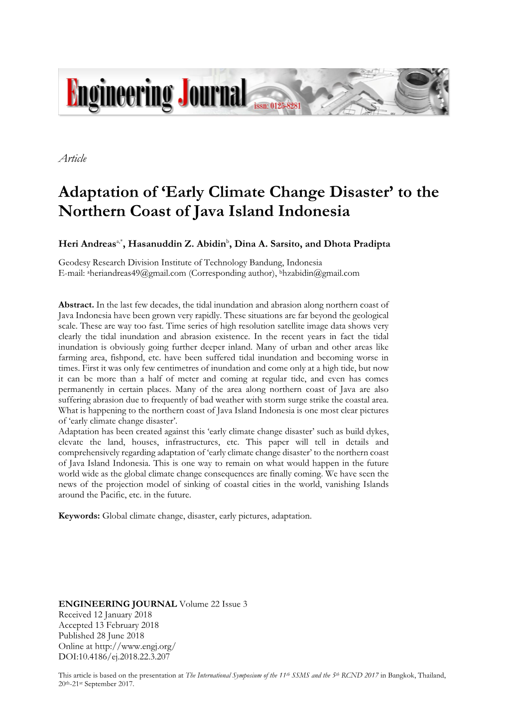 'Early Climate Change Disaster' to the Northern Coast of Java Island
