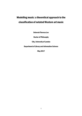 Modelling Music: a Theoretical Approach to the Classification of Notated Western Art Music