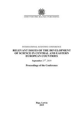Relevant Issues of the Development of Science in Central and Eastern European Countries