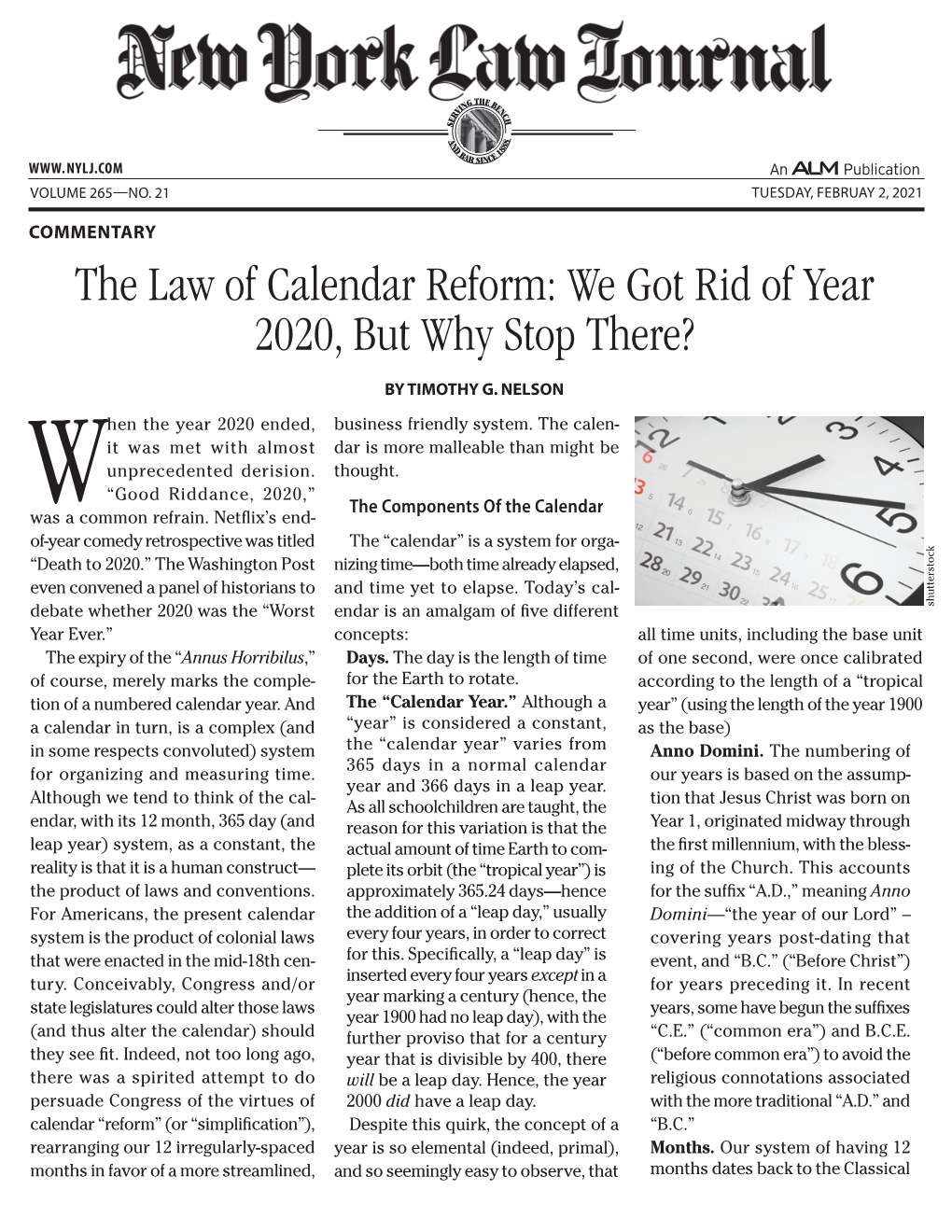 The Law of Calendar Reform: We Got Rid of Year 2020, but Why Stop There?