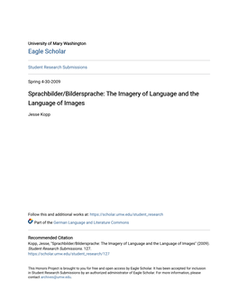 Sprachbilder/Bildersprache: the Imagery of Language and the Language of Images