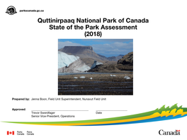 Quttinirpaaq National Park of Canada State of the Park Assessment (2018)