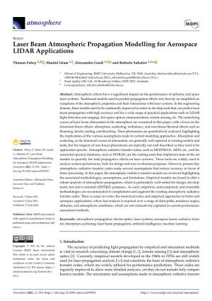 Laser Beam Atmospheric Propagation Modelling for Aerospace LIDAR Applications