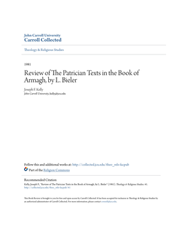 Review of the Patrician Texts in the Book of Armagh, by L. Bieler