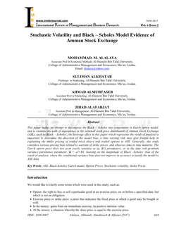 Stochastic Volatility and Black – Scholes Model Evidence of Amman Stock Exchange
