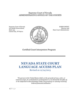 NEVADA STATE COURT LANGUAGE ACCESS PLAN Revised on 12/24/2013