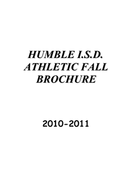 Humble I.S.D. Athletic Fall Brochure