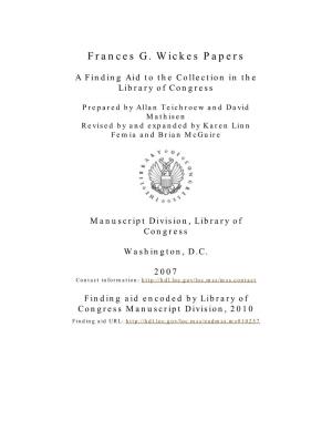 Frances G. Wickes Papers