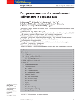 European Consensus Document on Mast Cell Tumours in Dogs and Cats