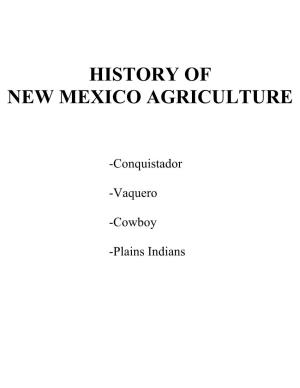 History of New Mexico Agriculture