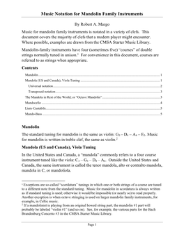 Music Notation for Mandolin Family Instruments