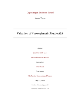 Valuation of Norwegian Air Shuttle ASA