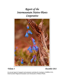 Report of the Intermountain Native Plants Cooperative