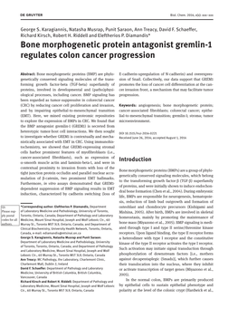 Bone Morphogenetic Protein Antagonist Gremlin-1 Regulates Colon Cancer Progression