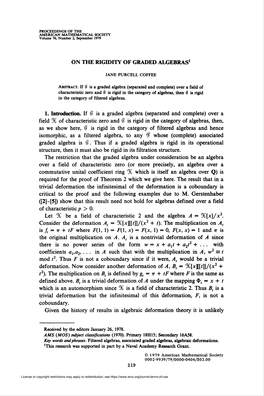 On the Rigidity of Graded Algebras1