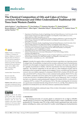The Chemical Composition of Oils and Cakes of Ochna Serrulata (Ochnaceae) and Other Underutilized Traditional Oil Trees from Western Zambia