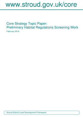 Topic Paper – Preliminary Habitats Regulations Screening
