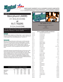 Mercyhurst LAKERS at R.I.T. TIGERS