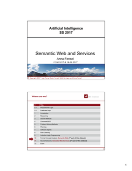 Semantic Web and Services Anna Fensel 12.06.2017 & 19.06.2017