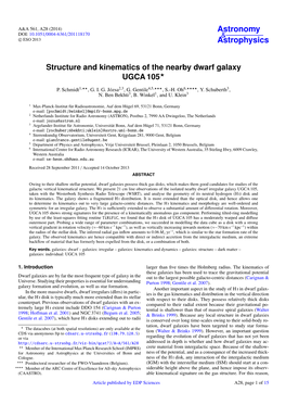 Structure and Kinematics of the Nearby Dwarf Galaxy UGCA 105⋆