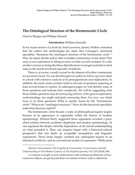 The Ontological Structure of the Hermeneutic Circle” Philip Mcshane, Afterword Journal of Macrodynamic Analysis 14 (2020): 110–132