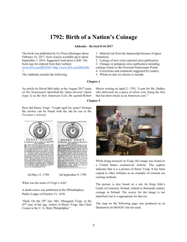 1792: Birth of a Nation's Coinage