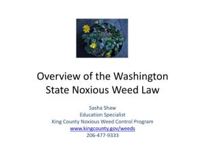 Overview of the Washington State Noxious Weed Law