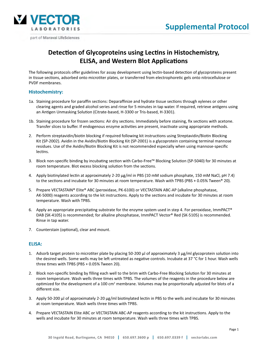 Lectins in Histochemistry, ELISA, and Western Blot Applications