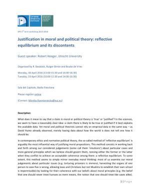 Justification in Moral and Political Theory: Reflective Equilibrium and Its Discontents