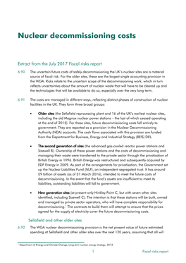 Nuclear Decommissioning Costs