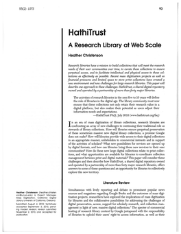 Hothitrust a Research Library at Web Scale