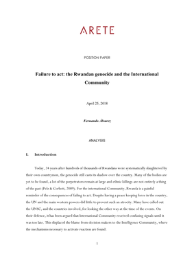 Failure to Act: the Rwandan Genocide and the International Community