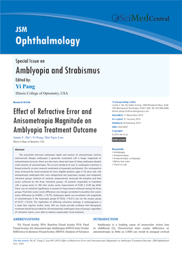 Effect of Refractive Error and Anisometropia Magnitude on Amblyopia Treatment Outcome