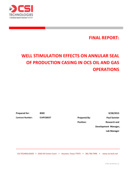 Well Stimulation Effects on Annular Seal of Production Casing in Ocs Oil and Gas