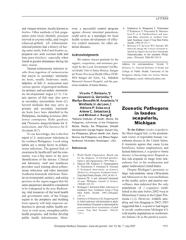 Zoonotic Pathogens in Ixodes Scapularis, Michigan