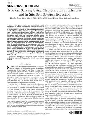 Nutrient Sensing Using Chip Scale Electrophoresis and in Situ Soil Solution Extraction Zhen Xu, Xinran Wang, Robert J