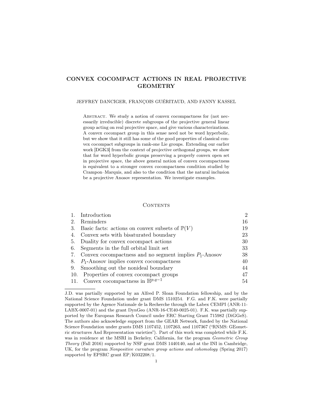 Convex Cocompact Actions in Real Projective Geometry