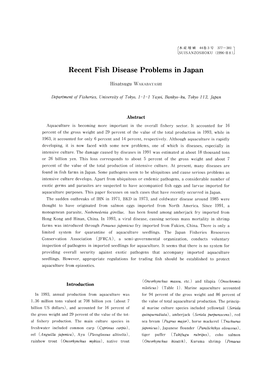Recent Fish Disease Problems in Japan
