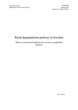 Rural Depopulation Policies in Sweden