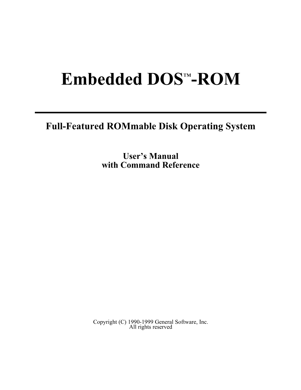 Embedded DOS-ROM User's Manual